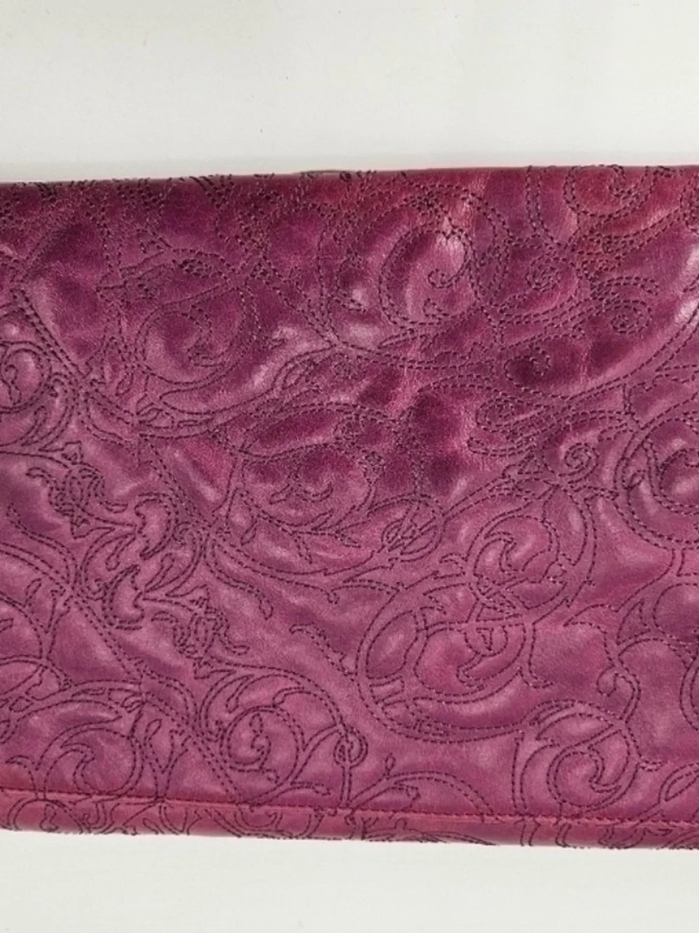 Hobo International Purple Embroidered Leather Clutch Beautiful